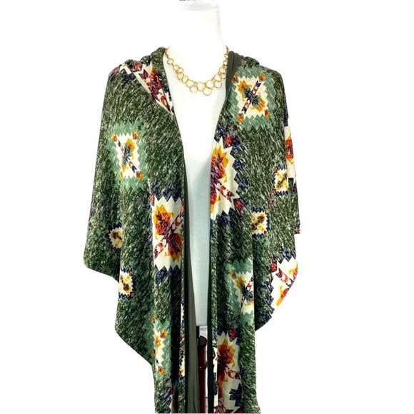 Bill Hallman Aztec Hooded Wrap Or Blouse - Picture 4 of 5